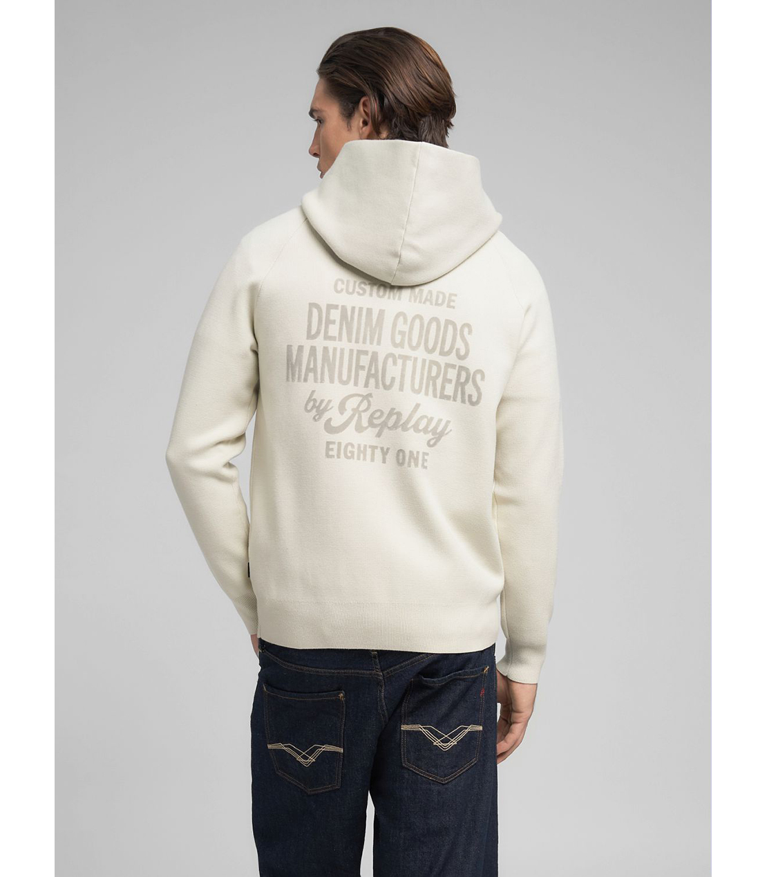 フロックプリント ニットフーディ 詳細画像 オフホワイト 3